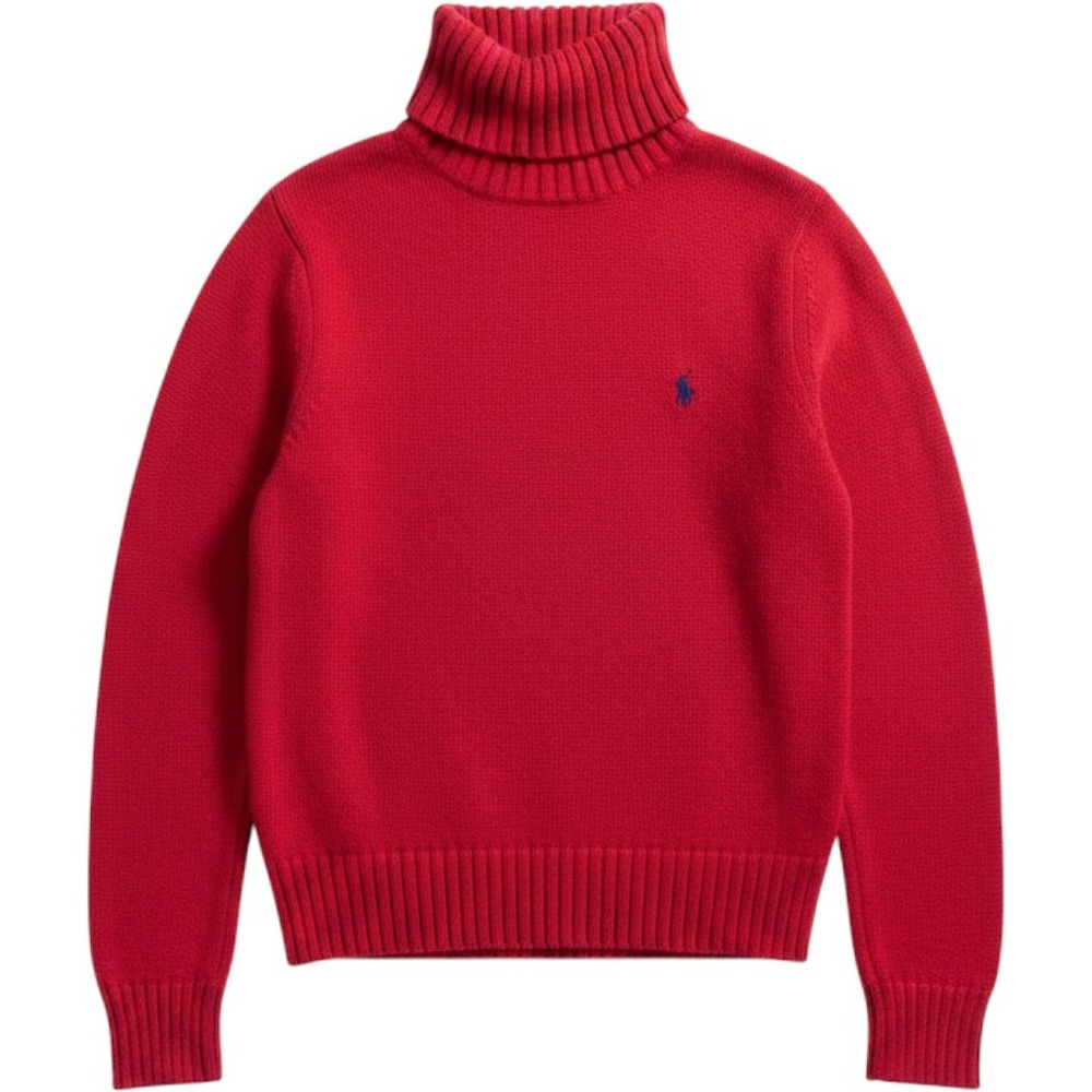 Y2K Ralph Lauren Sport Cotton Turtleneck Sweater M Preppy Cropped Vintage Thick